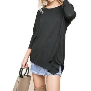 NEW UMGEE asymmetric long sleeve top in black